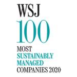 on white logo that reads: WSJ 100 most sustainably managed companies 2020