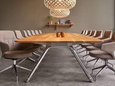 Massaud Conference chairs around a Potrero415 meeting table with custom wood top
