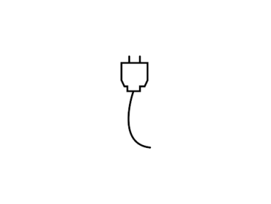 Digital black and white line drawing of a wall outlet.