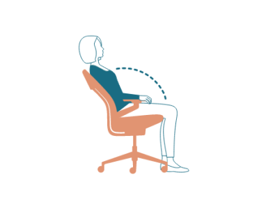 illustration of the side view of a chair with a woman sitting in it
