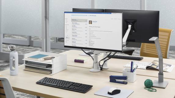 CF Series Evolution Single holding a monitor on a desk