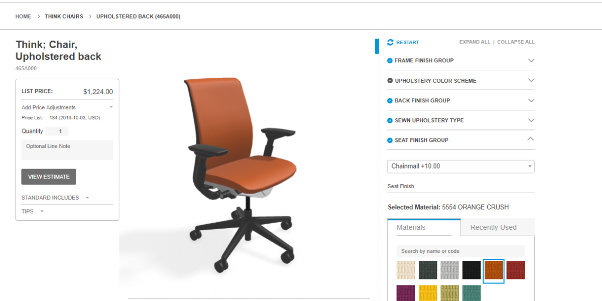 Upholstery Chart For Chairs