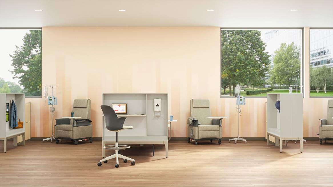 Empath Medical Recliner Chair with Wheels for Patients Steelcase