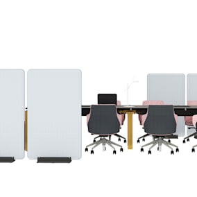 Steelcase FrameOne Plus Bench, Steelcase Divisio Acoustic Freestanding Screen, Coalesse Davos Bench, Bolia Bureau Table Lamp, Coalesse Massaud Conference Chair, Steelcase 1+1 Organisation Tools