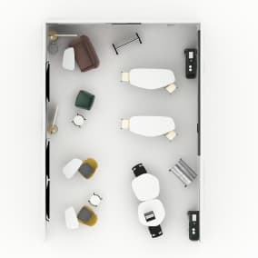 Steelcase Elbrook table, Orange Box Avi Chair, Bolia Mix Coffe Table, Steelcase Flex Markerboard, Bolia C3 Armchair, Bolia Philipa chair, Bolia Facet High barstool, Steelcase Verb Personal Markerboard, Steelcase VerbEasel, Steelcase Flex Team Cart, Bolia Valby Dining Chair