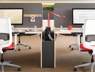 Divisio Frameless Screen and Frame Four desks