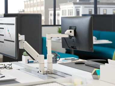 CF Series holding two monitors on a desk