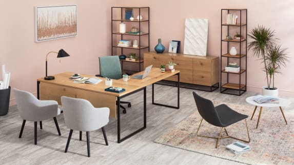 A private office featuring products from the West Elm Work Greenpoint collection