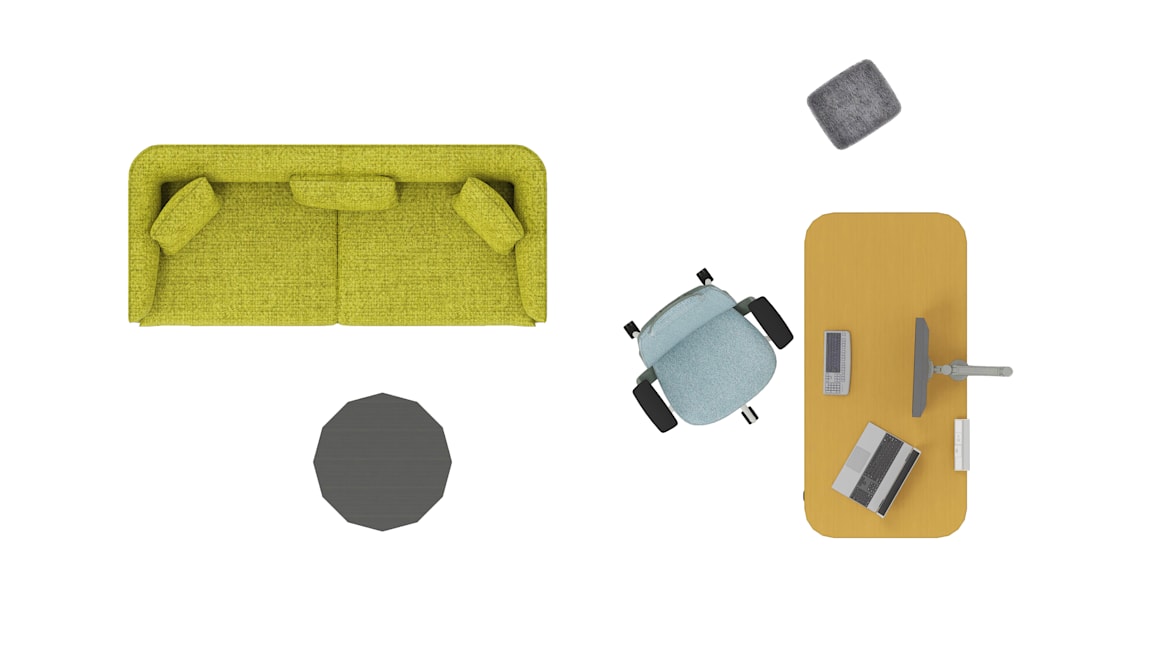 Grado Mart Sofa, m.a.d Delta Side Table, Steelcase Series 2, Steelcase Flex Tables, Steelcase Flex Collection