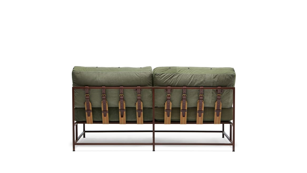 Military Canvas & Marbled Rust Loveseat