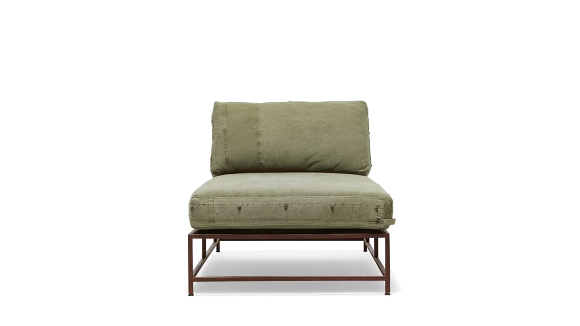 Military Canvas & Marbled Rust Chaise Lounge