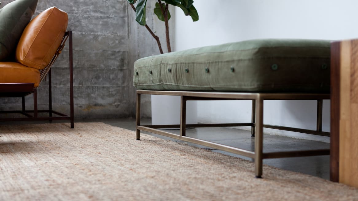 Military Canvas & Antique Brass Bench