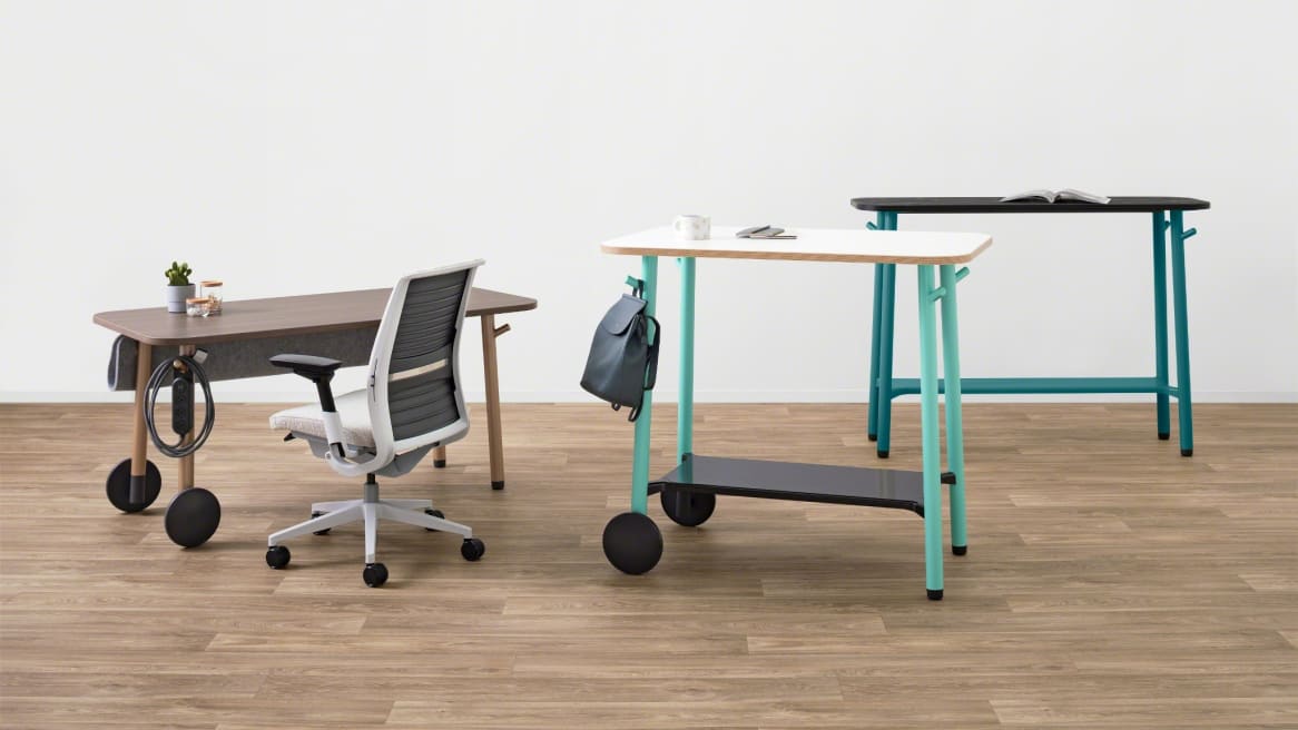 Flex Work Table —Seated Height w/ two glides and two wheels