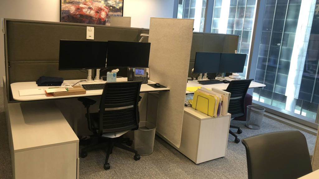 work area with steelcase desk and chair