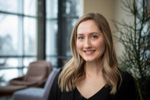 Leah Komishon, semi-finalist in the 2018 NEXT Student Design Competition, smiling for the picture