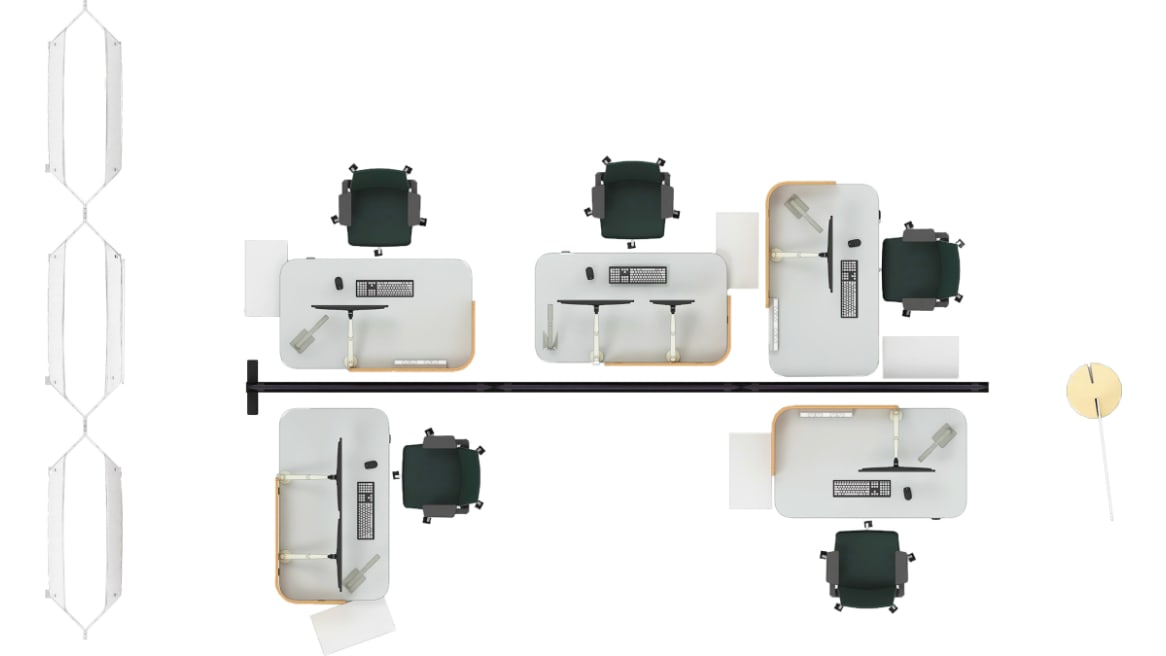 Planning Ideas Flex HAD, Flex HAD Screen, Gesture Seating, Flex Markerboard, Flex Acoustic Boundary, Flex Stand Table, Soto Light, UPV Mini Mobile Pedestal, CF Series Monitor Arm