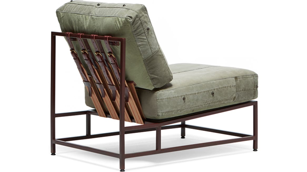 Military Canvas & Marbled Rust Chair