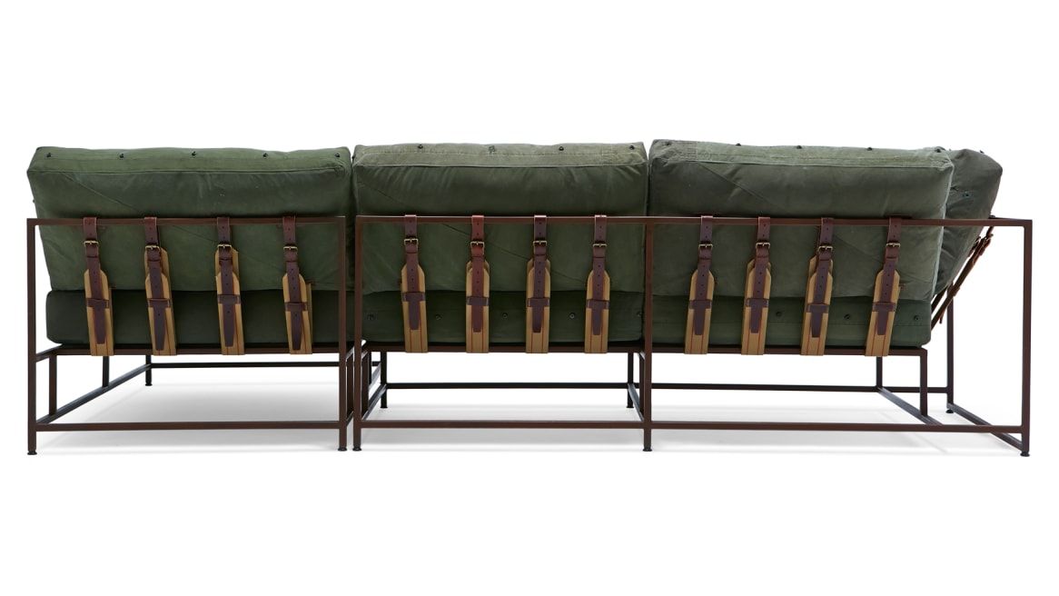 Military Canvas & Marbled Rust Small Sectional