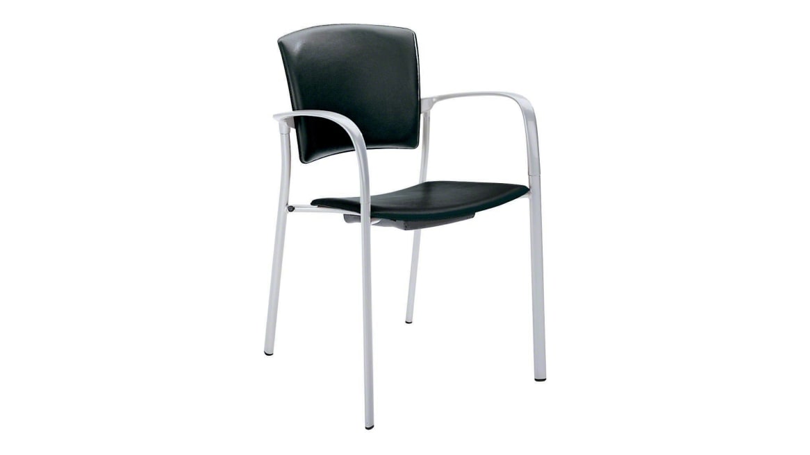Enea Stacker Chair with Arms, Wood Seat and Back