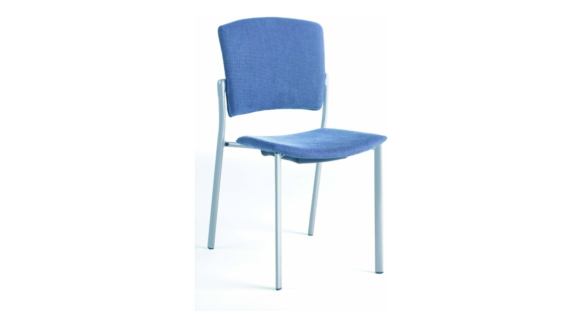 Enea Armless Stacker Chair without Arms, Upholstered Seat and Back