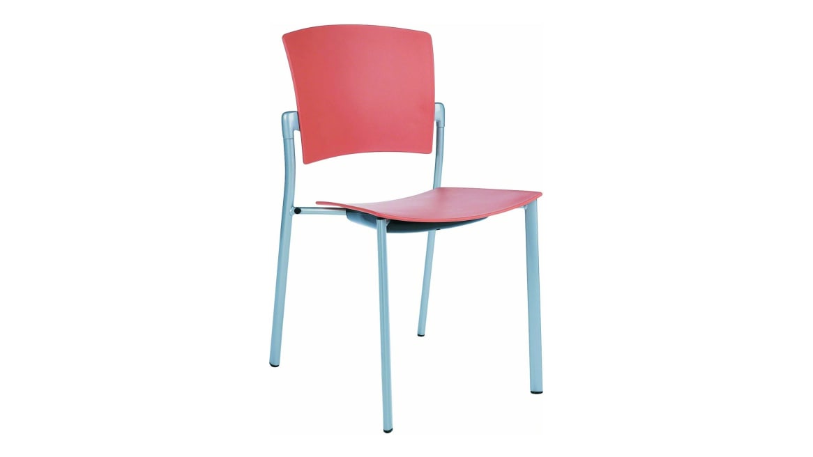 Enea Armless Stacker Chair without Arms, Polypropylene Seat and Wood Back
