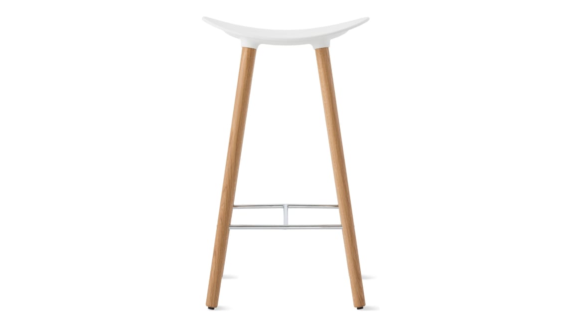 Enea Cafe Wood Stool, Counter-Height, Polypropylene Seat