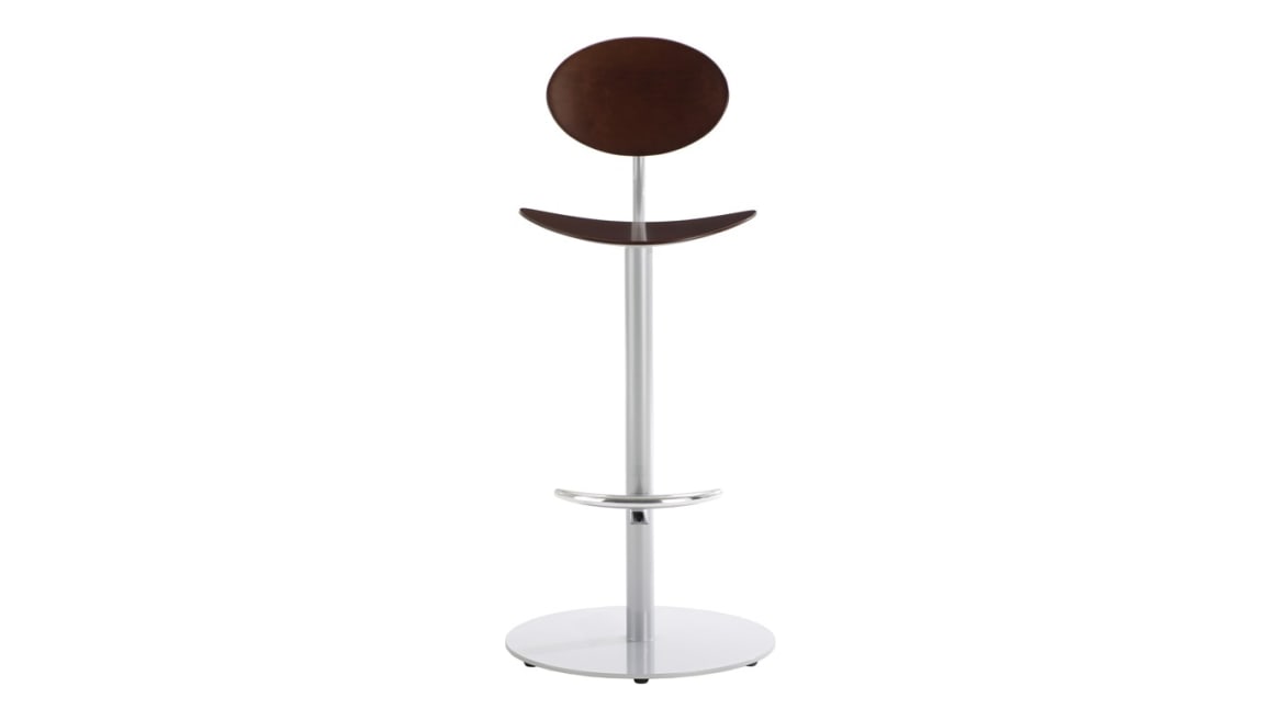 Enea Cafe Bar-Height Stool, 19in Base, Wood Seat and Back