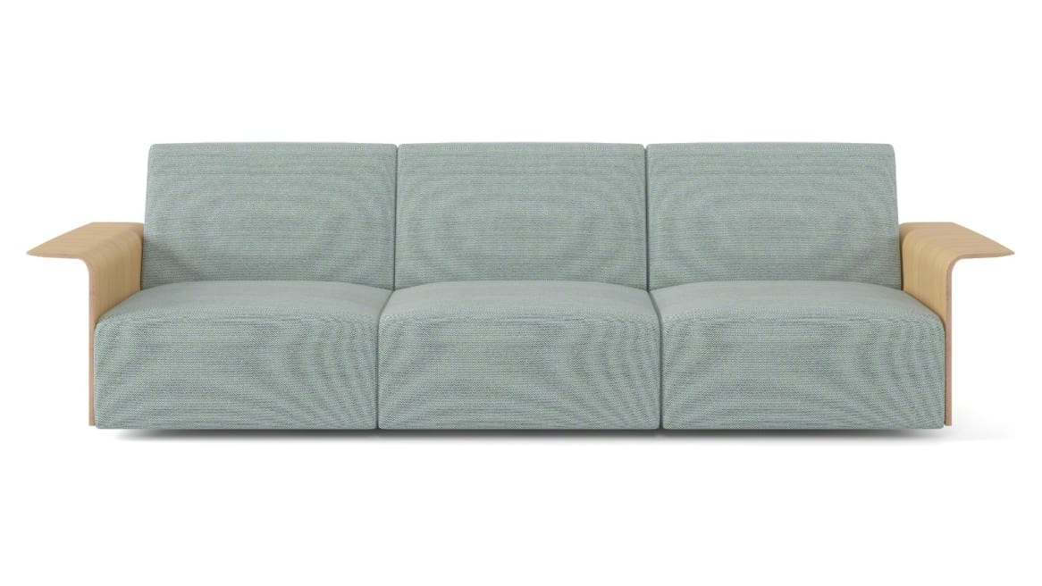 Sistema Lounge System 3-Seat Lounge with Fully-Upholstered Base: Mid-Back Lounge with Wood Arm + Mid-Back Armless Lounge + Mid-Back Lounge with Wood Arm