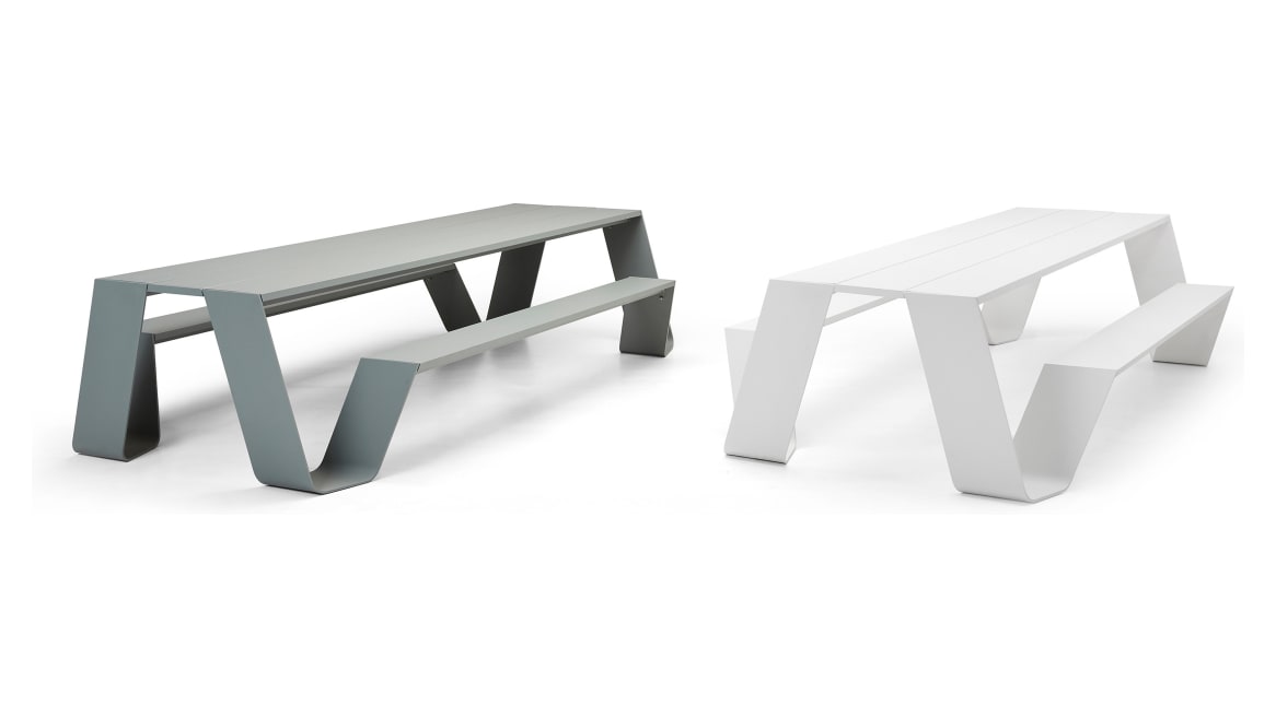 on white image of two hopper AA tables