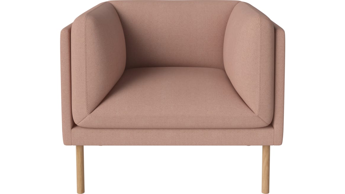 white background image with a pink Paste Lounge chair in the center