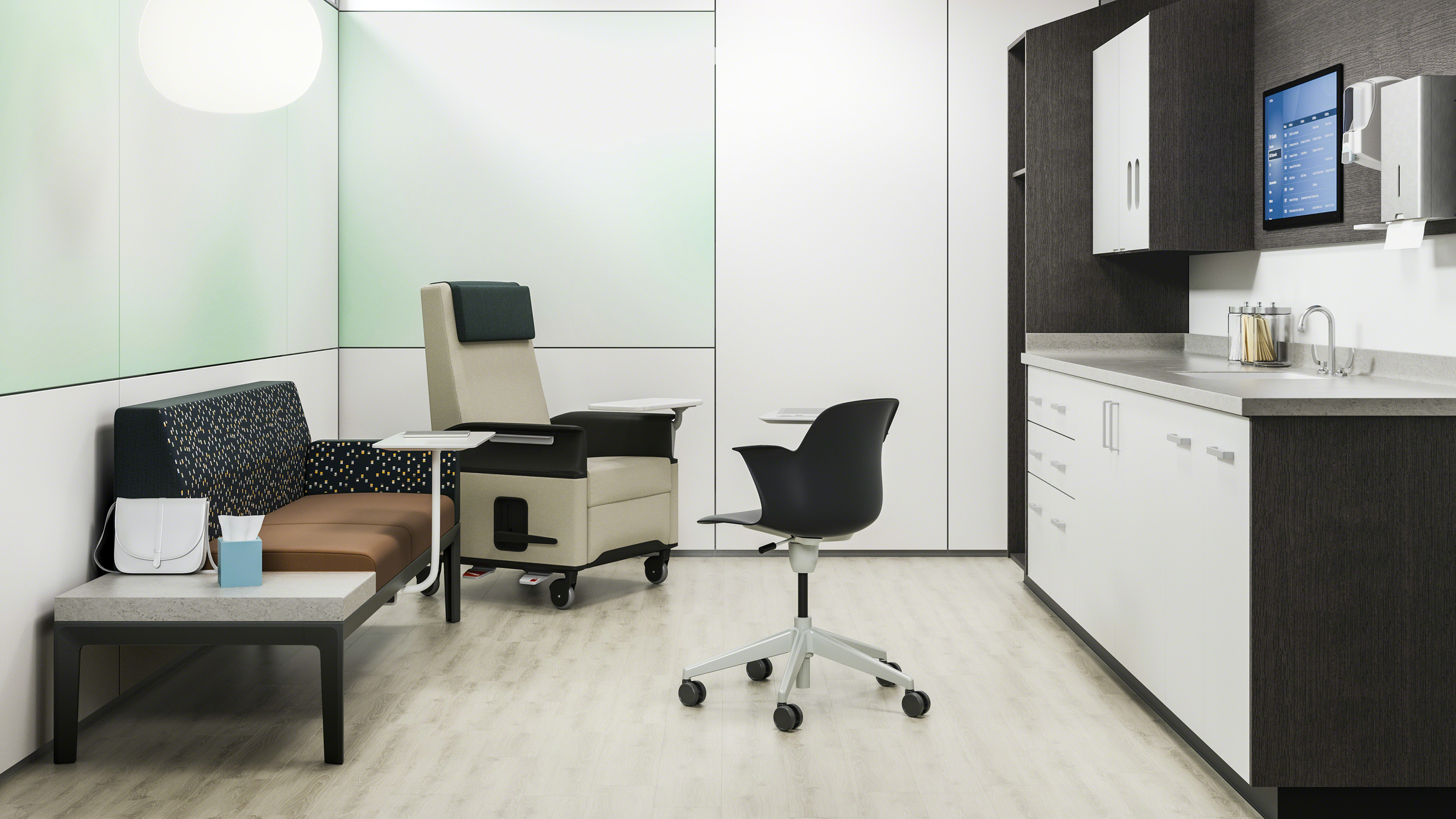 Empath Medical Recliner Chair with Wheels for Patients Steelcase