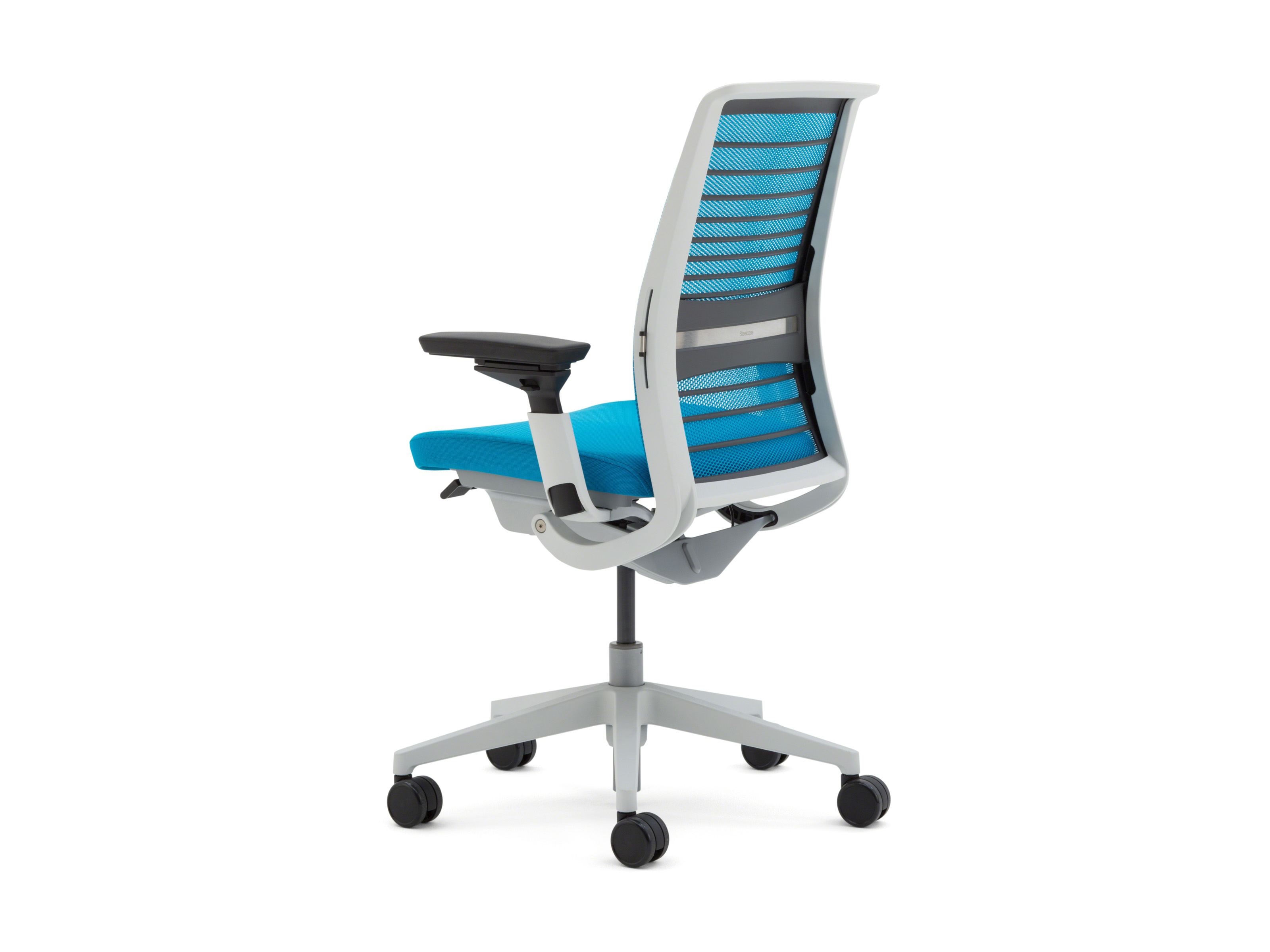 Steelcase Think V1 Task chair in original bleu tissu avec ha ARMS & ADJ lombaire 